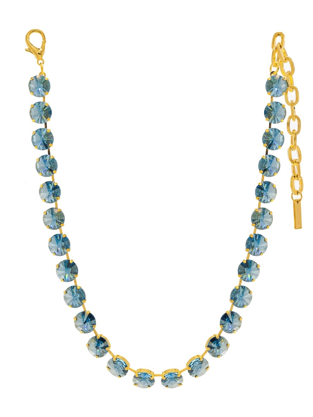 Iridescent Blue Crystal Necklace with Gold Chain - Picture 2 of 4